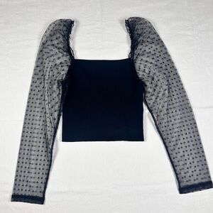 Petal & Pup Black Sheer Polka Dot Blouse
